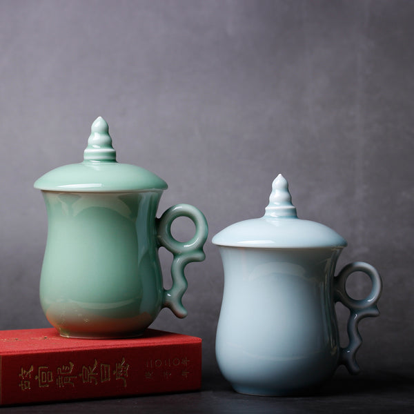 Unique Tea Mugs, Porcelain Tea Mug, Vintage Tea Cup, Xizi Mug Longquan Celadon