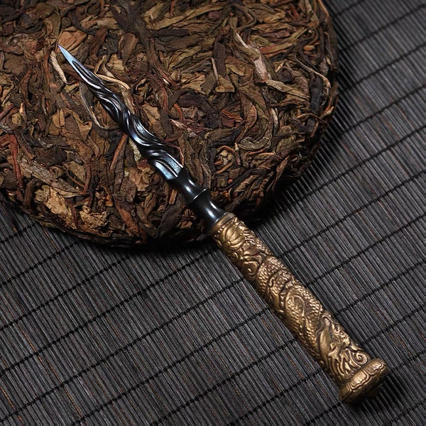 Pure Handmade Tea Knife For Tea Cake, Pu 'er Tea Knife, Pattern Steel Longquan Sword