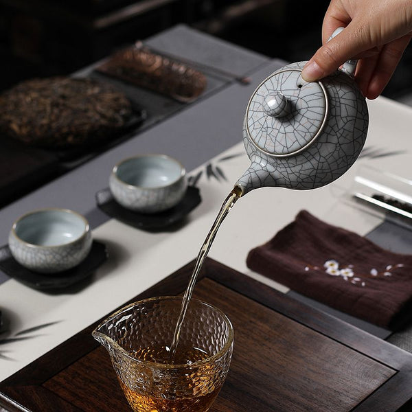 Japanese Style Tea Set, Handmade Tea Set, 4 Cups Teapot, Longquan Celadon