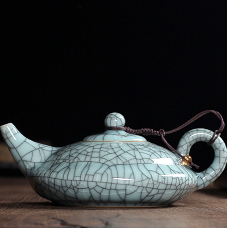 Chinese Teapot, Pure Handmade Ceramic Teapot, Longquan Celadon, Light Greenish Blue