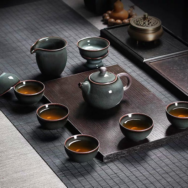 Complete Gongfu Tea set, Chinese Tea Set, Handmade Tea Set, 9 PCs in 1 Set, Longquan Celadon