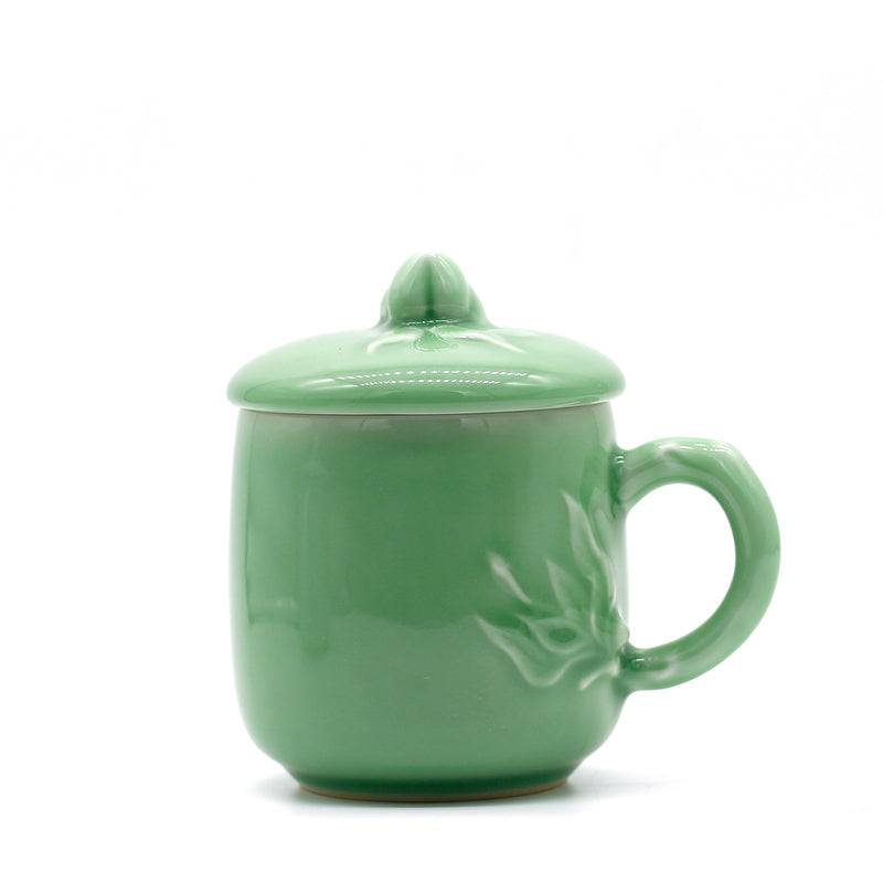 Unique Tea Mugs, Porcelain Tea Mug, Vintage Tea Cup, Taoli Mug Longquan Celadon