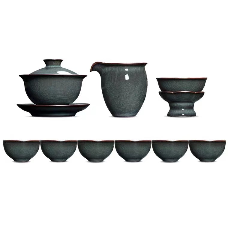 Complete Gongfu Tea set, Chinese Tea Set, Handmade Tea Set, 9 PCs in 1 Set, Longquan Celadon