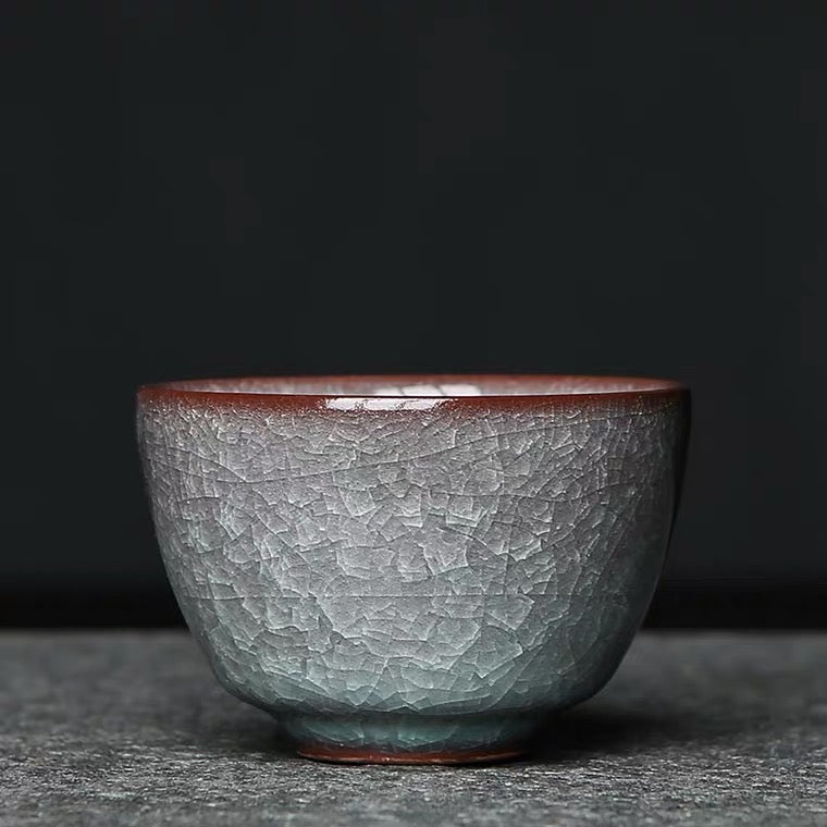 Japanese Style Tea Cup, Handmade Tea Cup, Ice Crack Longquan Celadon