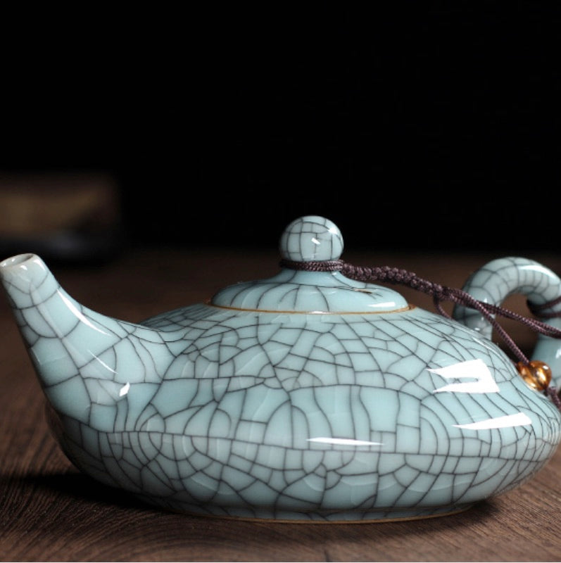 Handmade Blue Ceramic Teapot - Buddha and the Turquoise Eleph