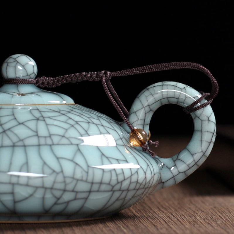 Chinese Teapot, Pure Handmade Ceramic Teapot, Longquan Celadon, Light Greenish Blue