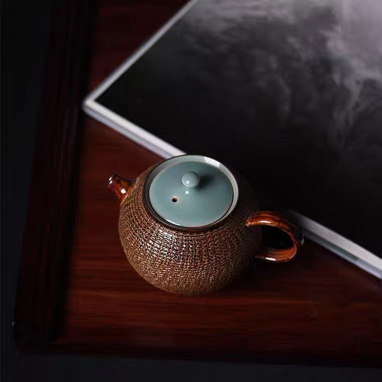 Japanese Style Teapot, Pure Handmade Ceramic Teapot, Chatter Mark Teapot, Longquan Celadon