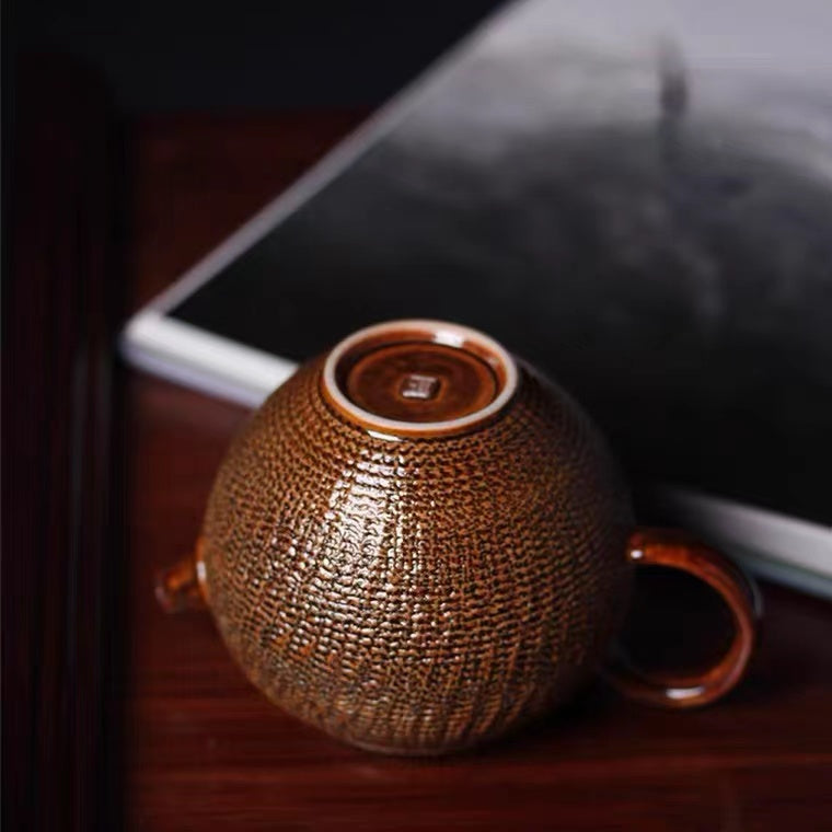 Japanese Style Teapot, Pure Handmade Ceramic Teapot, Chatter Mark Teapot, Longquan Celadon