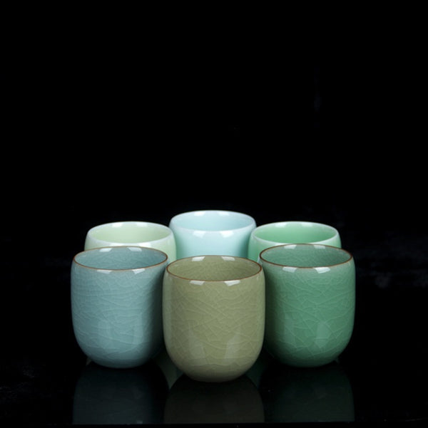Traditional Chinese Tea Cups, Mate Tea Cup, Vintage Tea Cup, Longquan Celadon, 6 Cups In 1 Set