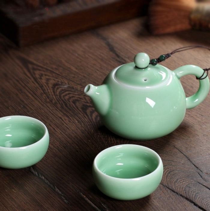 Handmade Tea Set, Chinese Tea Set, 2 Cup Teapot, Longquan