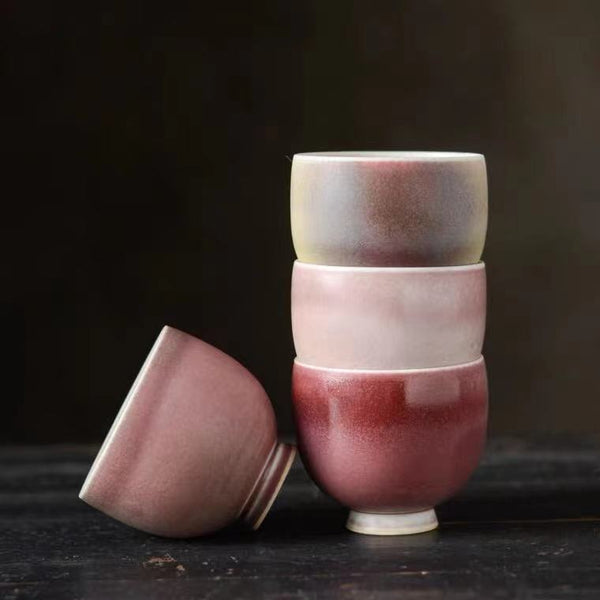 Japanese Tea Cup, Eggshell Ceramic Tea Cup, Aesthetic Tea Cup, Red Tea Cup