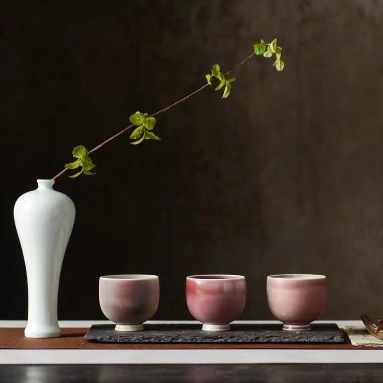 Japanese Tea Cup, Eggshell Ceramic Tea Cup, Aesthetic Tea Cup, Red Tea Cup