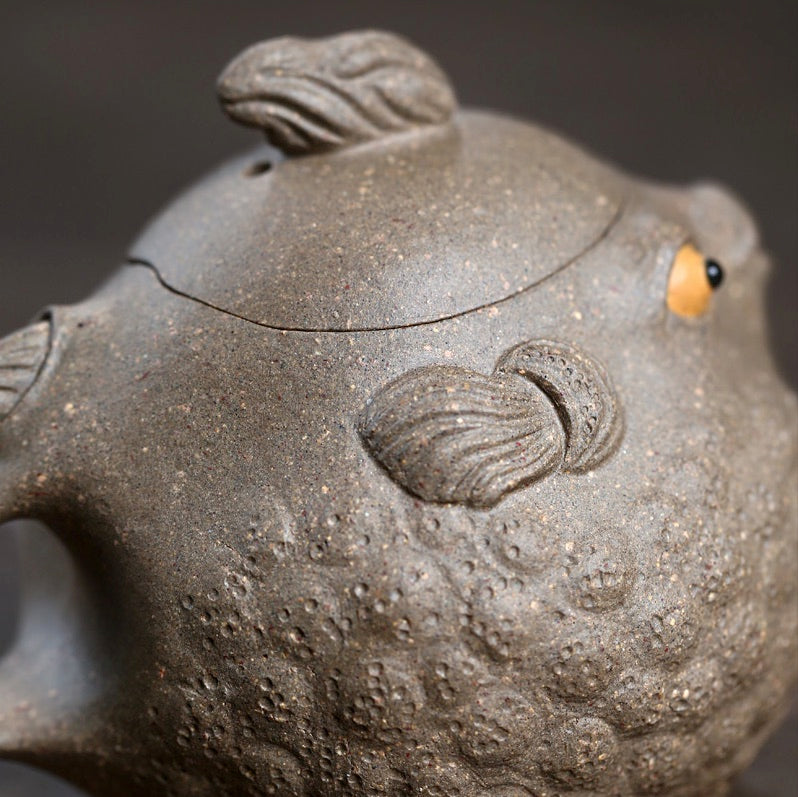 Yixing Teapot, Purple Clay Teapot, Quirky Teapot, Small Puffer Fish Style