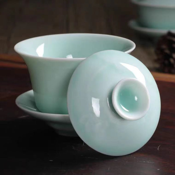 Porcelain Gaiwan Tea Cup, Chinese Tea Cup, Gaiwan Tea Cup, Longquan Celadon, White Tea Cup