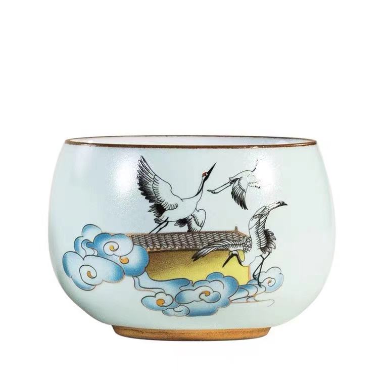 Traditional Chinese Tea Cups, Vintage Tea Cups, Porcelain Tea Cups, Azure Glaze