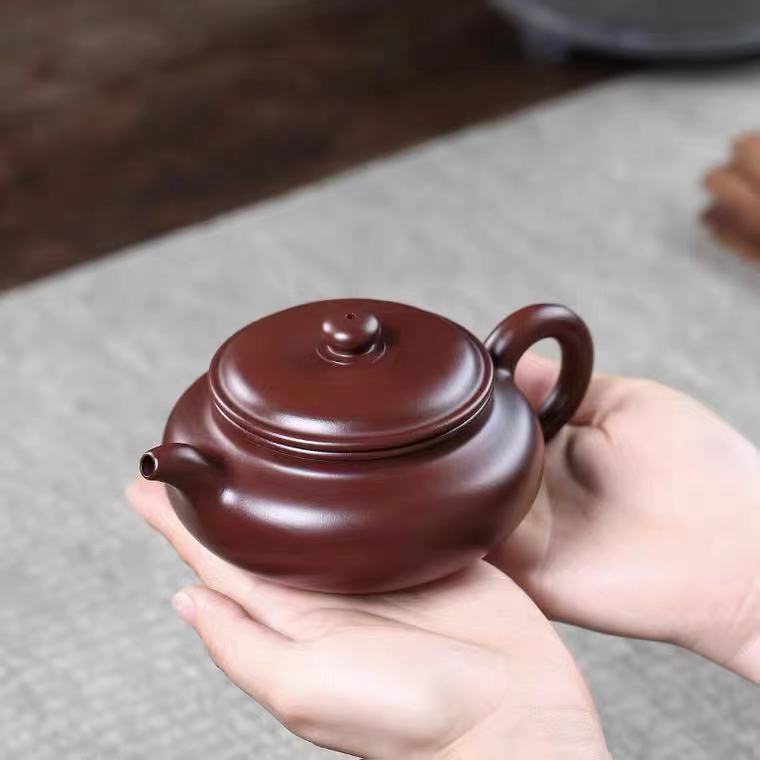 Chinese Teapot, Yixing Purple Clay Teapot, Pure Handmade Teapot, Zhuni Flat Belly Style