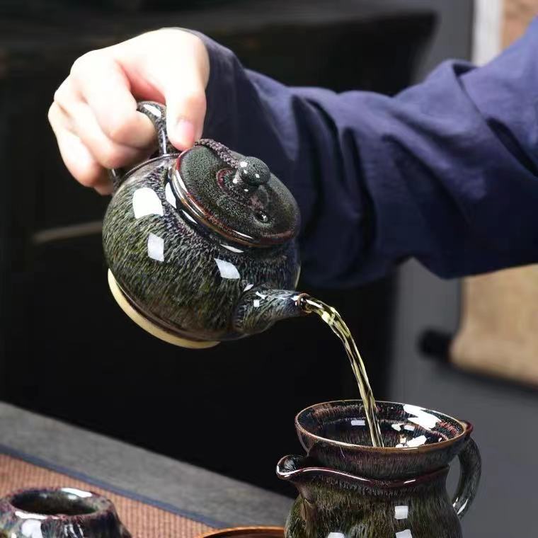 Chinese Teapot, Handmade Ceramic Teapot, Kiln Change Tenmokus Graze Teapot