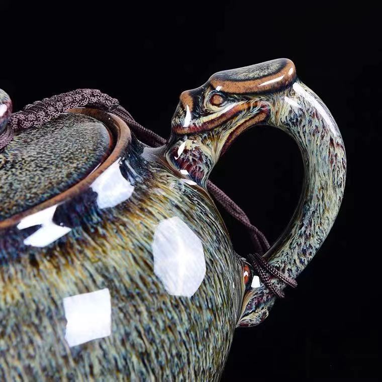 Chinese Teapot, Handmade Ceramic Teapot, Kiln Change Tenmokus Graze Teapot