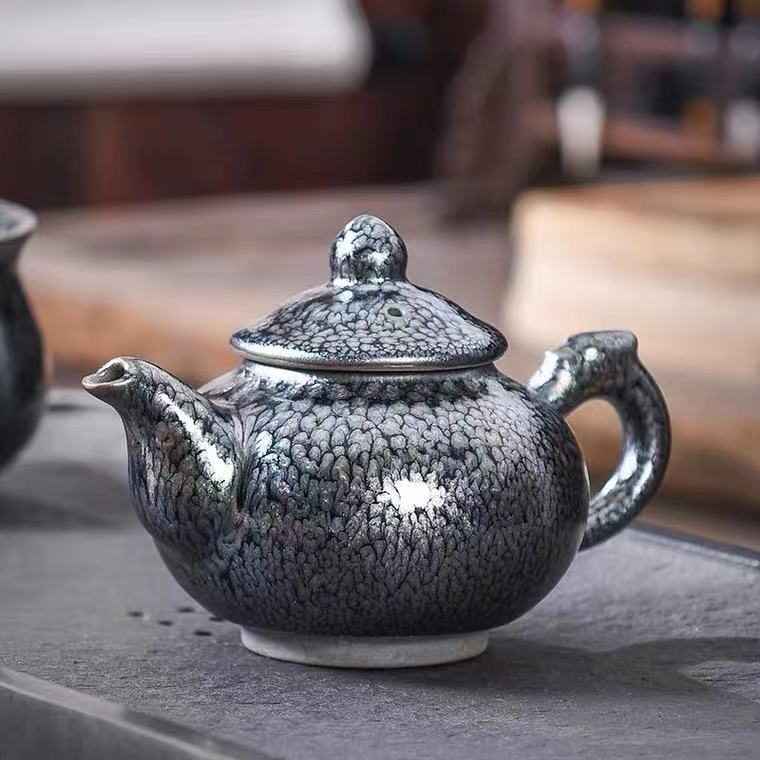 Chinese Teapot, Handmade Porcelain Teapot, Kiln Change Tenmokus Glaze Teapot