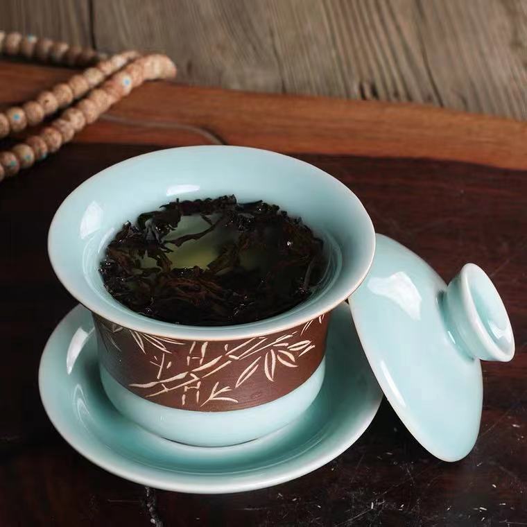 Chinese Tea Cup,  Gaiwan Tea Cup, Handmade Ceramic Tea Cup, Longquan Celadon