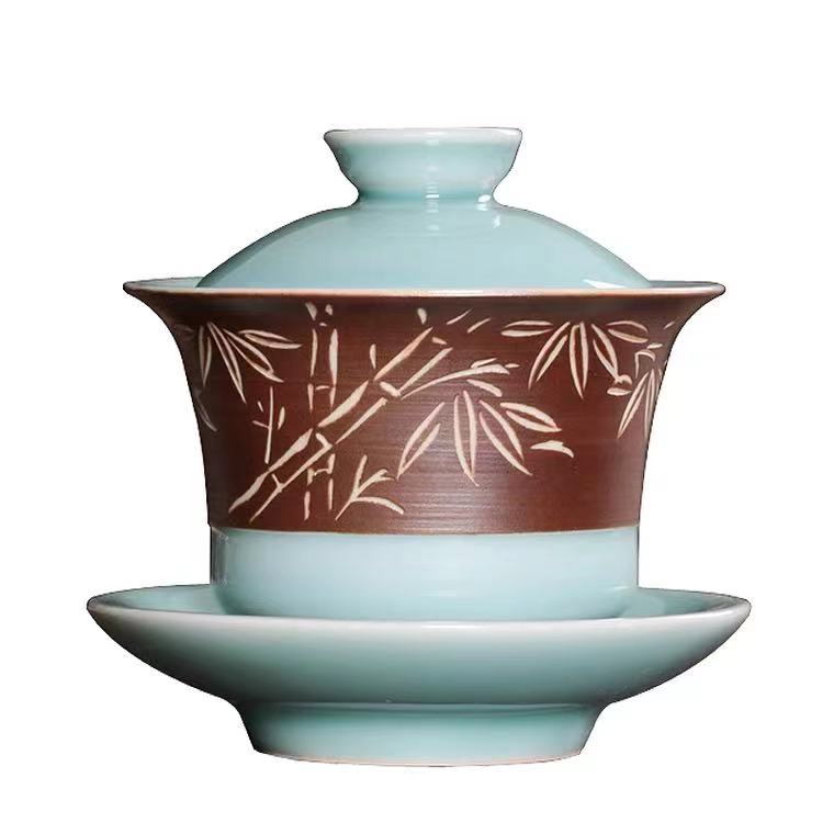 Chinese Tea Cup,  Gaiwan Tea Cup, Handmade Ceramic Tea Cup, Longquan Celadon