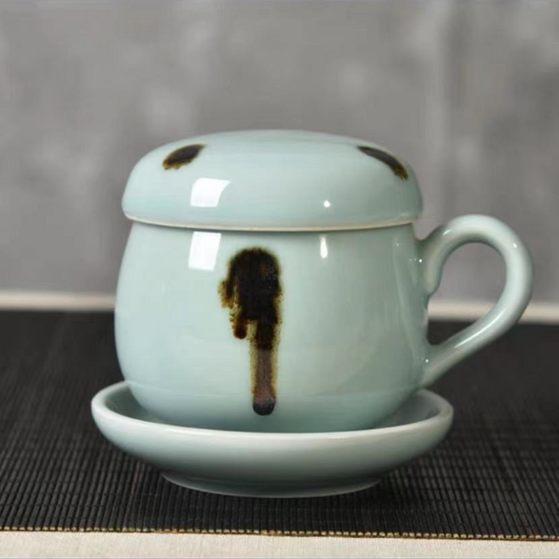 Porcelain Tea Mug With Strainer And Lid, Loose Leaf Tea Mug, Unique Tea Mugs Longquan Celadon