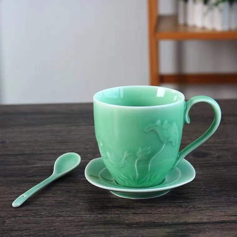 Unique Tea Mugs, Porcelain Tea Mug, Vintage Tea Cup, Longquan