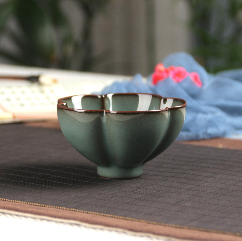 Traditional Chinese Tea Cup, Handmade Porcelain Tea Cup, Lotus Longquan Celadon