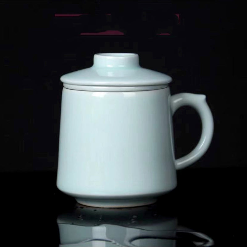 Porcelain Tea Mug With Strainer And Lid, Loose Leaf Tea Mug, Unique Tea Mugs, Longquan Celadon