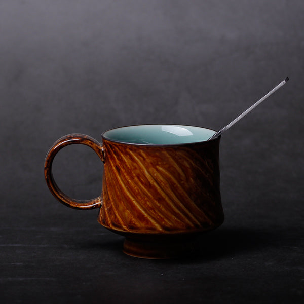 Unique Tea Mugs, Porcelain Tea Mug, Mate Tea Cup,  Sihai Mug Longquan Celadon