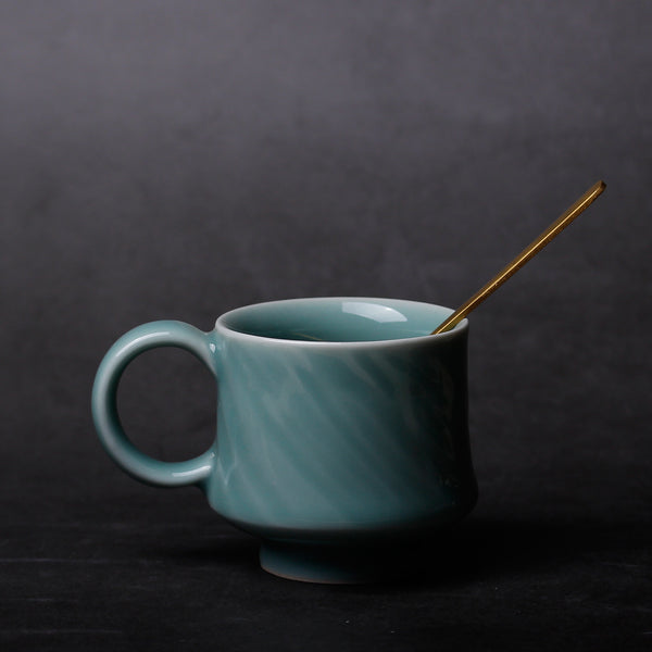 Unique Tea Mugs, Porcelain Tea Mug, Mate Tea Cup,  Sihai Mug Longquan Celadon
