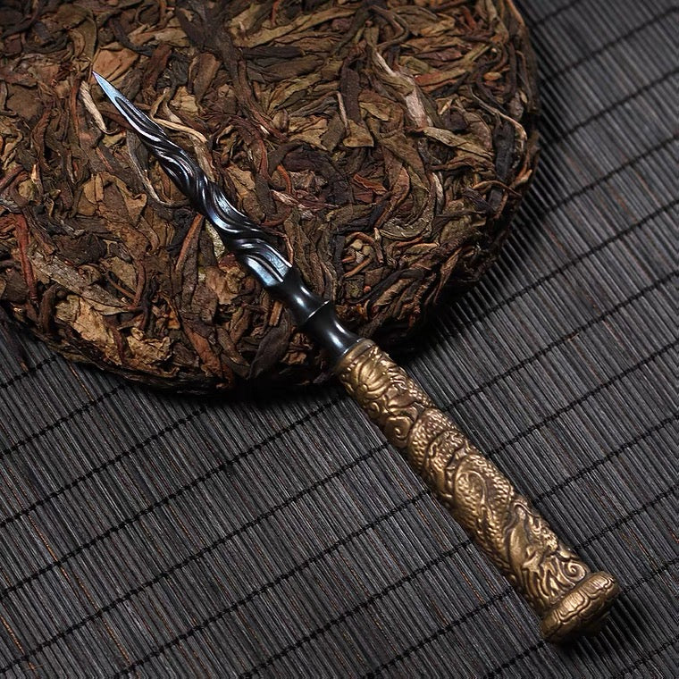 Pure Handmade Tea Knife For Tea Cake, Pu 'er Tea Knife, Pattern Steel Longquan Sword