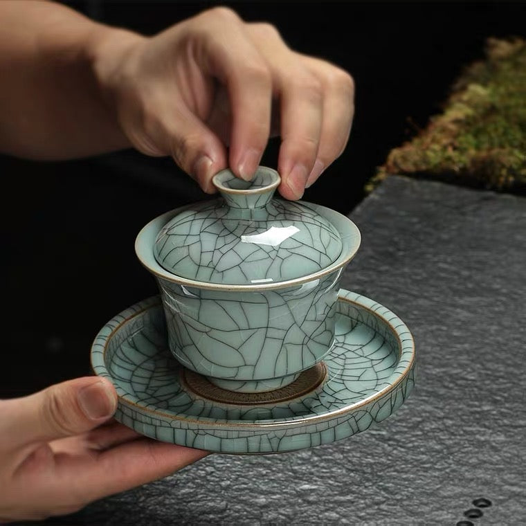 Chinese Tea Set, Complete Gongfu Tea Set, Gaiwan Tea Set, Longquan Celadon, 14 PCs