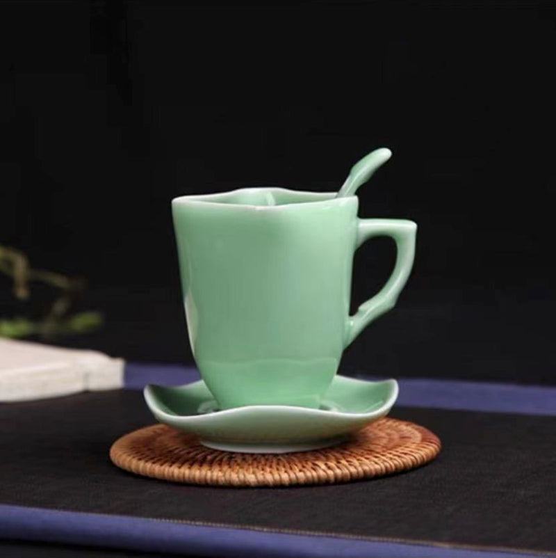 Unique Tea Mugs, Porcelain Tea Mug Coffee Mug, Vintage Tea Cup, Longquan Celadon