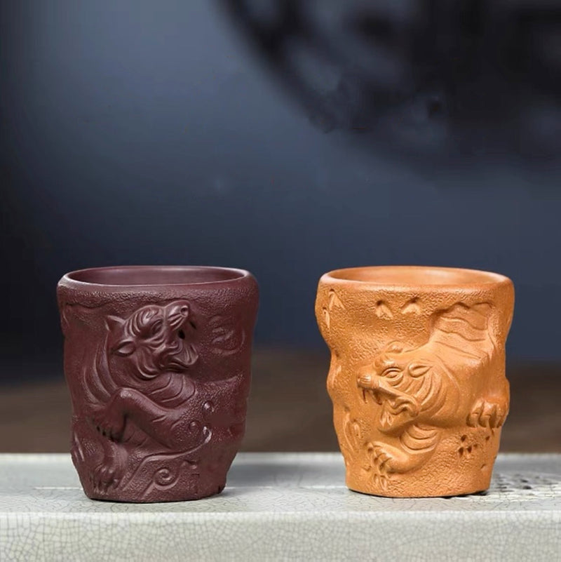 Japanese Style Tea Cup, Handmade Tea Cup, Yixing Purple Clay Tea Cup, Tiger Cup