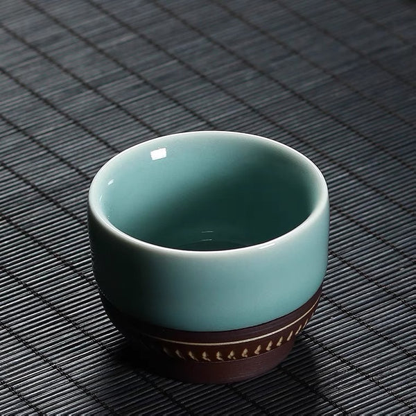 Handmade Chinese Tea Cup, Wing Handled Tea Cup, Longquan Celadon