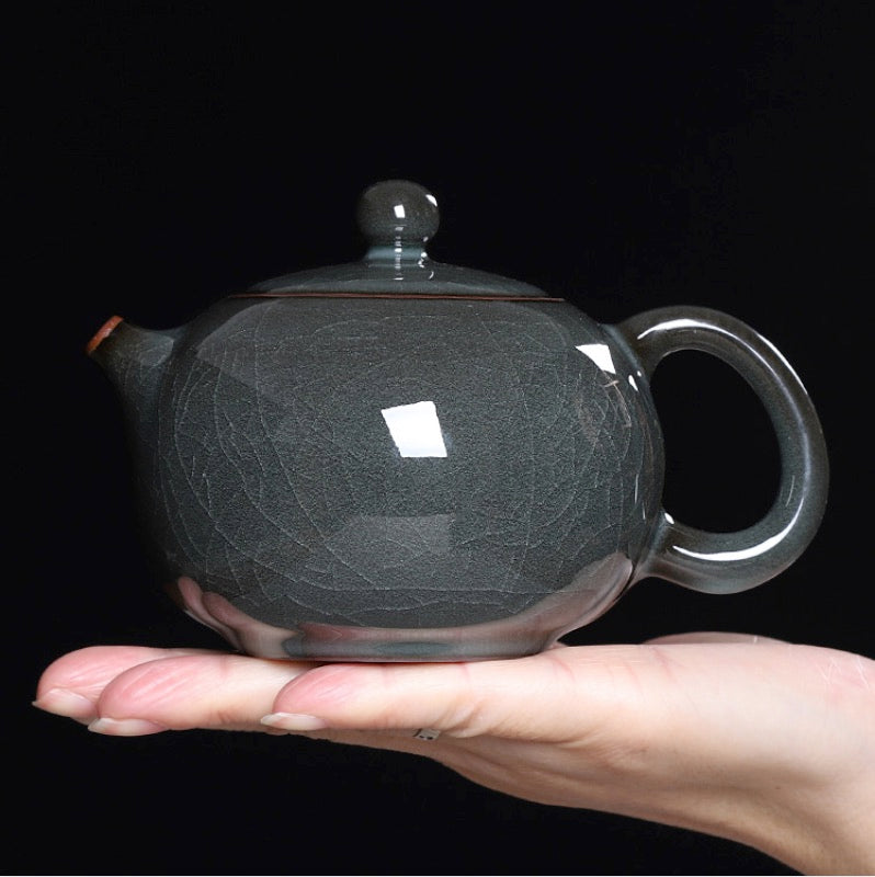 Chinese Tea Set, Handmade Tea Set, 2 Cup Teapot, Longquan Celadon, Dark Blue