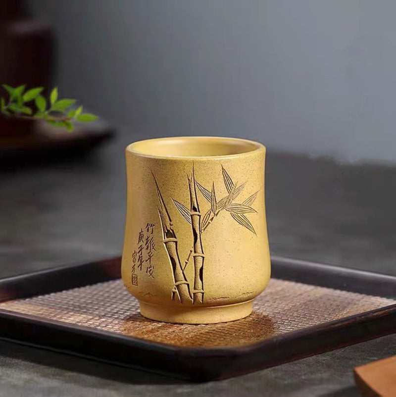 Japanese Style Tea Cup, Handmade Tea Cup, Yixing Purple Clay Tea Cup, Bamboo Style Cup