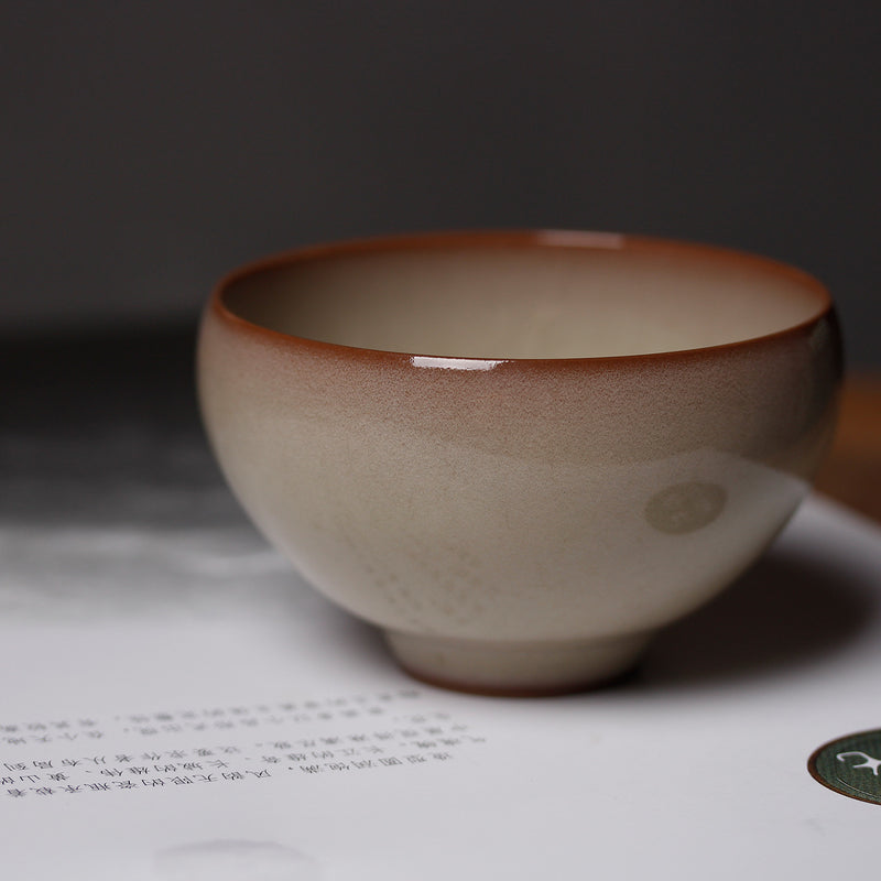 Japanese Style Tea Cup, Handmade Tea Cup, Purple Mouth Longquan Celadon