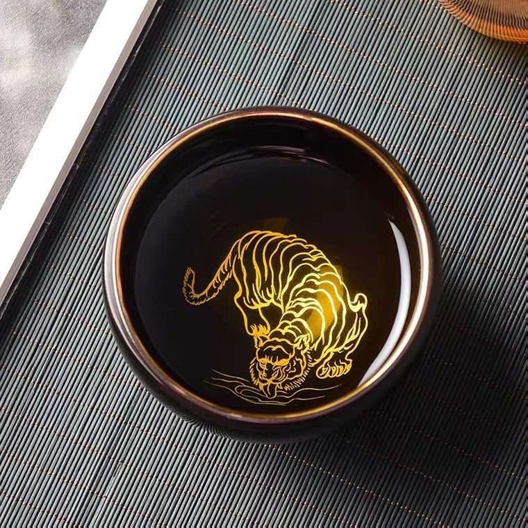Japanese Style Tea Cups, Handmade Ceramic Tea Cups, Black Tea Cup, Painted Zodiac